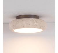LLXDFUU Plafonnier encastré en pierre naturelle vintage Bol en travertin jaune Luminaires de chambre à coucher pour montage au plafond 18W Salon Plafonnier nordique 3000K Lustre rond pour salle de bai
