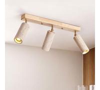 LLXDFUU Wabi Sabi Plafonnier Encastré 3 Lumières Jaune Travertin Projecteur Plafonnier Industriel Intérieur Pierre Naturelle Vintage Lustre Luminaire pour Couloirs Chambre Couloir Hôtel