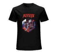 LlXlNG Accept Metal Heart UDO Short Sleeve T-Shirt for Men Black XL