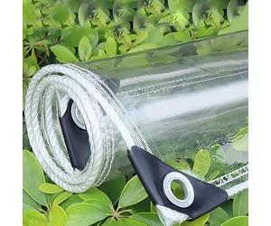 LLXNQ026 Bâche Transparente Imperméable Bâche Armée de Protection en Plastique 450g/m² Bâche Protection Contre la Pluie en matériau PVC avec Œillets,pour Jardin Terrasse Serre (3x4m/9.8x13ft)