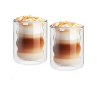 LLXTJJY Tasses en verre élégantes 2 Pcs 400ML Glass Cups Double Layer Glass Coffee Mugs Transparent Handmade Heat Resistants Tea Cup Glasses for Summer Drinks Verres à boire en verre