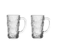 LLXTJJY Tasses en verre élégantes 2pcs Set Beverage Cup Glass Drinkware Glacier Patterned Glass Cup with Handle Household Juice Mug Cocktail Cups Drinking Glasses Verres à boire en verre(400ml)