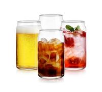 LLXTJJY Tasses en verre élégantes Lot de 4 verres à bière en forme de canette, verres à cocktail artisanaux, cadeaux de football for hommes et femmes Verres à boire en verre(600ml)