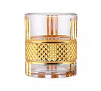 LLXTJJY Tasses en verre élégantes Square Crystal Whiskey Gold line Glass Cup for Home Bar Beer Water and Party Hotel Wedding Glasses Gift Drinkware Verres à boire en verre(Gold)