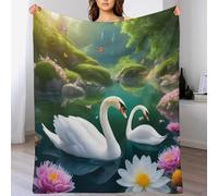 LLXXHH Couverture Canapé Cygne, Flannel Couvertures Douce Moelleuse, Chaude De Décoratifs pour Home Office Voyage 140×180cm