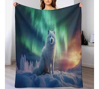 LLXXHH Couverture Polaires en Arctic Renard, Couvertures Moelleuses, Flannel Légère Super Douce avec Imprimé pour Canapé, 140×180cm