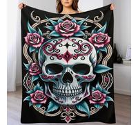 LLXXHH Couvertures en Crâne Flannel, Couvertures Douce Plaid Douillet pour Le Lit, Le Canapé, Le Voyage Et L'extérieur, 130×150cm