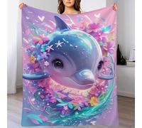 LLXXHH Dauphin Impression 3D Couverture Légère en Polaire De Flannel Linge De Lit Couvre-lit Couvertures De Canapé 150×200cm