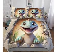 LLXXHH Dinosaure Housse De Couette 3 Pièces, pour Enfants, Adolescents, Adulte, Douce Microfibre Parure De Lit avec Taie d'oreiller, Double (200x200cm)