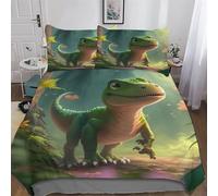 LLXXHH Dinosaure Housse De Couette avec Taie d'oreiller Parure De Lit Microfibre Housse De Couette 3 Pièces Douce Enfants Adultes Double (200x200cm)
