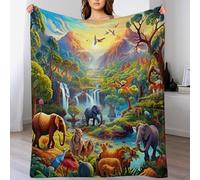 LLXXHH Jungle Animals Plaid Couverture en Flanelle Super Douce, Couvertures en Flannel De Confortable Et Chaude, Convient À Toutes Les Saisons. 100×130cm