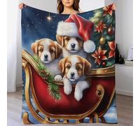 LLXXHH Noël Chien - Couverture Polaire Douce Flannel - Couvertures De Canapé Chaude - Convient À Toutes Les Saisons 140×180cm