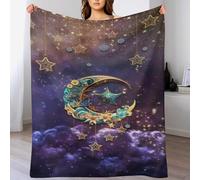LLXXHH Polaire Lune et étoiles Couverture en Flannel Couche Douce Et Confortable - Couvertures Lit, Plaid Canape Chaud 100×130cm