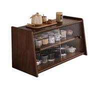LLXYYD Almacenamiento de escritorio Para cocina Con puerta corredera, Vitrina de Dos niveles Para encimera, armario de cocina de bambú, Para oficina, decoración Del hogar, cocina.(Style B,60x29x34cm)
