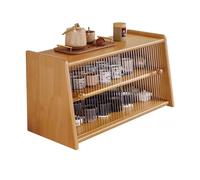 LLXYYD Almacenamiento de escritorio Para cocina Con puerta corredera, Vitrina de Dos niveles Para encimera, armario de cocina de bambú, Para oficina, decoración Del hogar, cocina.(Style A,60x29x34cm)