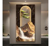 LLYLAFDC 3D Art Wall Decor with Led,Art Mural 3D Montagne & Pin avec LED,Peinture Murale à Suspendre avec lumière LED,Décoration Murale Moderne Texturée pour Entrée & Salon(Yellow-D,40 * 80cm)