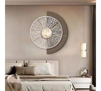 LLYLAFDC Art Mural Abstrait Texturé 3D Rond avec Lumière LED et Mot Radial, Décoration Murale Géométrique Moderne(61 * 70cm)