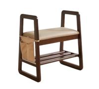 LLYLAFDC Banc à Chaussures en Bois avec accoudoirs, Tabouret de Changement avec siège rembourré, Poche latérale et étagère pour entrée, Couloir et Chambre(Green)