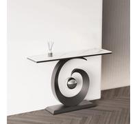 LLYLAFDC Console Moderne en Spirale, Table d'Entrée Sculptée Luxueuse avec Accent Boule Métallique, Table d'appoint Étroite pour Couloir Entrée Salon(White+Black,120cm)