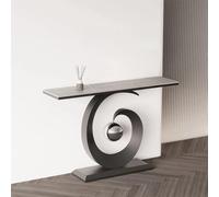 LLYLAFDC Console Moderne en Spirale, Table d'Entrée Sculptée Luxueuse avec Accent Boule Métallique, Table d'appoint Étroite pour Couloir Entrée Salon(Gray+Black,120cm)