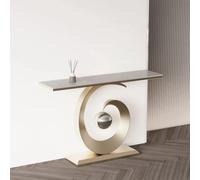 LLYLAFDC Console Moderne en Spirale, Table d'Entrée Sculptée Luxueuse avec Accent Boule Métallique, Table d'appoint Étroite pour Couloir Entrée Salon(Gray+Gold,120cm)