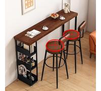LLYLAFDC Table de Bar rectangulaire avec Structure en métal Robuste et Rangement, Hauteur comptoir pour Salon de thé(120cm)