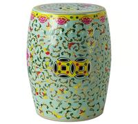 LLYLAFDC Tabouret de Jardin en céramique, Tabouret en Porcelaine coloré en Forme de Tambour à Motifs de Papillons et de Fleurs, Table d'appoint décorative et Pouf pour Salon, Chambre