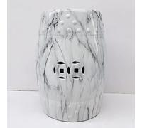 LLYLAFDC Tabouret de Jardin en céramique, Tabouret en Porcelaine en Forme de Tambour à Motif marbré et découpe, Table d'appoint décorative et Pouf pour Salon, Chambre, terrasse(Wit)