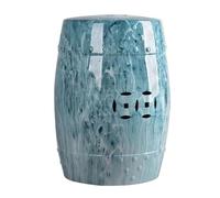 LLYLAFDC Tabouret de Jardin en céramique, Tabouret en Porcelaine en Forme de Tambour à Motif marbré et découpe, Table d'appoint décorative et Pouf pour Salon, Chambre, terrasse(Blauw)