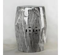 LLYLAFDC Tabouret de Jardin en céramique, Tabouret en Porcelaine en Forme de Tambour à Motif marbré et découpe, Table d'appoint décorative et Pouf pour Salon, Chambre, terrasse(Nero)