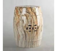 LLYLAFDC Tabouret de Jardin en céramique, Tabouret en Porcelaine en Forme de Tambour à Motif marbré et découpe, Table d'appoint décorative et Pouf pour Salon, Chambre, terrasse(Giallo)