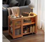 LLZCJXGS Table D'appoint en Bois Massif roulettes Pivotantes a 360° Tables de Salon Tablette TV Minimaliste et Mobile Pouvant Servir de Table de Chevet(Style1)