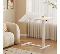 LLZCJXGS Tablette TV Réglable en Hauteur et Inclinable a 60° Table de Chevet en Forme de C Table de Chevet D'hôpital avec Emplacement pour Téléphone et Tablette(Weiß)