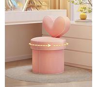 LLZJDDPLY Chaise de Coiffeuse avec Dossier, Design pivotant, sans roulettes, Fauteuil Coiffeuse rembourrée pour Filles avec Dossier Love, pour Salon/Chambre/Cuisine(Pink)