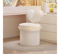 LLZJDDPLY Chaise de Coiffeuse avec Dossier, Design pivotant, sans roulettes, Fauteuil Coiffeuse rembourrée pour Filles avec Dossier Love, pour Salon/Chambre/Cuisine(White)