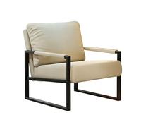 LLZJDDPLY Fauteuil de Salon en Cuir Véritable, Fauteuil de Lecture avec Dossier, Canapé Angle, Pieds en Métal Noir, pour Salon, Chambre, Bureau, Hôtel, Réception(Beige,70cm/27in)