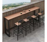 LLZJDDPLY Set de Table 4 Tabourets Ensemble Table de Bar Bistrot, Salon de Jardin Exterieur avec Repose-Pieds Table Mange-Debout Table Haute de Cuisine(Black,160cm/63in)