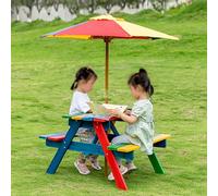 LLZJDDPLY Table Pique Nique Jardin Enfant, Table Picnic Enfant avec Parasol Pliable Réglable et Sièges Intégrés, pour Les Tout-Petits de 3 À 8 Ans