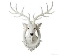 LLZJDDPLY Tête de Cerf Sculpture Murale, Décoration Murale Tête D'animal, Résine, Décoration 3D Décoration Intérieure, Fausse Taxidermie, pour Mur Derrière le Canapé(White)