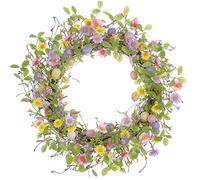 LLZLL Couronne de Pâques de 50,8 cm pour Porte d'entrée, Couronne d'œufs de Pâques artificiels avec Marguerites et Feuilles Vertes pour décoration Murale