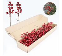 LLZLL Lot de 32 baies de Noël artificielles pour travaux manuels, tiges de baies rouges et baies de houx pour sapin de Noël, couronne de sapin de Noël, décorations de vacances (16,5 cm)