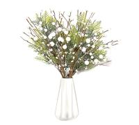 LLZLL Lot de 6 pics floraux de Noël avec baies de houx et tiges de baies blanches artificielles pour décorations de Noël, de vacances, d'hiver et