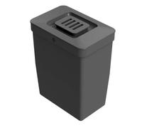 LM 530 ECO Poubelle de cuisine bio avec couvercle, 8 litres, en plastique recyclé, anthracite (15 x 23 x 28,5 cm), idéale à encastrer dans un système de tri de poubelle LM, 8 l
