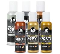 LM-Kreativ LM Metallika Lot de 6 peintures acryliques mixtes 100 ml - Peinture acrylique pour métal brillant métallisé