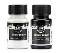 LM-Kreativ Lot de 2 teintures pour cuir - 50 ml - Noir et blanc - Peinture de qualité supérieure pour l'entretien du cuir et la réparation du cuir - Idéal pour baskets, chaussures et sacs - Pour