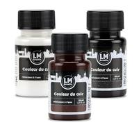 LM-Kreativ Lot de 3 teintures pour cuir - Noir, blanc, marron - Peinture de qualité supérieure - Pour baskets, chaussures et sacs