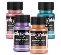 LM-Kreativ Metallika for Artists Lot de 4 peintures acryliques métallisées 50 ml - Poésie pastel - Pour projets créatifs sur bois, toile, céramique. Haut pouvoir couvrant, résistant à la lumière. Pour