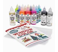 LM-Kreativ Window Color - Set 4 Saisons 15 pièces - 13 couleurs + 2 contours - Peinture pour fenêtres, à base d’eau, idéale pour décorer et offrir toute l’année