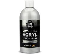 LM Metallika Peinture acrylique, 500 ml, argentée, brillante, effet métallisé, peinture décorative, de bricolage
