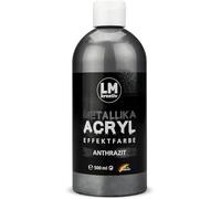 LM Metallika Peinture acrylique, 500 ml, gris argenté, brillante, effet métallisé, peinture décorative, de bricolage